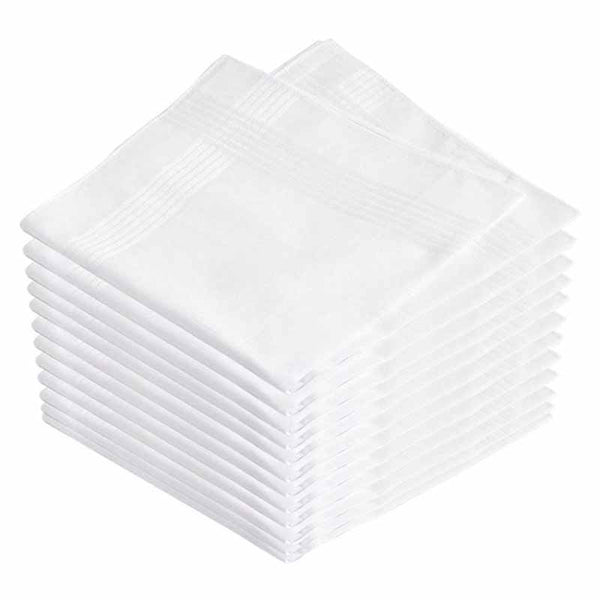 White Cotton Handkerchief for Men - Pack of 6