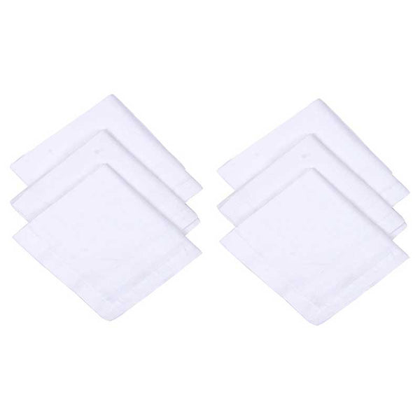 White Cotton Handkerchiefs for Men - Pack of 6