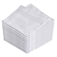 White Cotton Handkerchief for Men - Set of 12