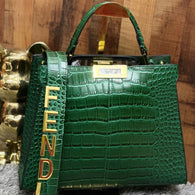 Designer Green Croco Peekaboo Tote Bags