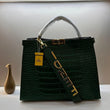 Luxury Green Croco Peekaboo Tote Bags