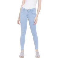 Sky Blue Women's Slim Fit Cotton Jeans