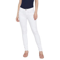 White Women's Slim Fit Cotton Jeans