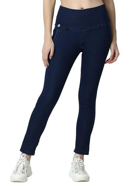 Blue Skinny Fit High Waist Ankle Length Jeggings