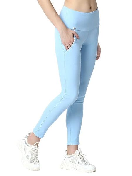 Sky Blue Skinny Fit High Waist Ankle Length Jeggings