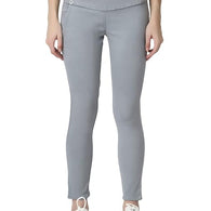 Grey Skinny Fit High Waist Ankle Length Jeggings