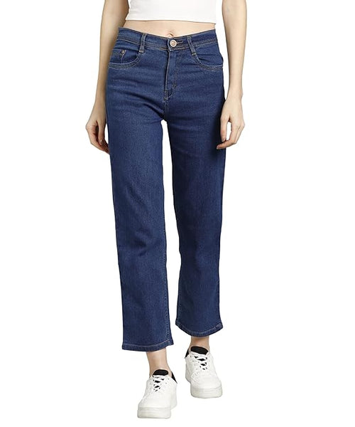 Blue Women's Denim Straight Fit Jeans