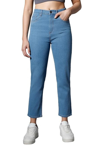 Trendy Blue Women Straight Fit Stretchable Jeans