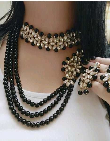 Trendy Black Alloy Women's Jewellery Set