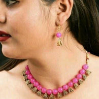 Twinkling Pink Oxidised Gold Jewellery Sets