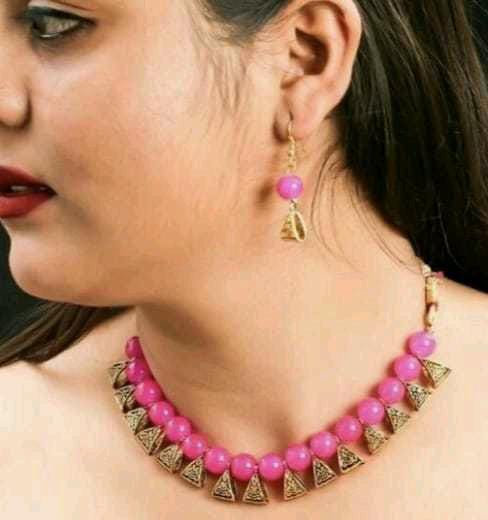 Twinkling Pink Oxidised Gold Jewellery Sets