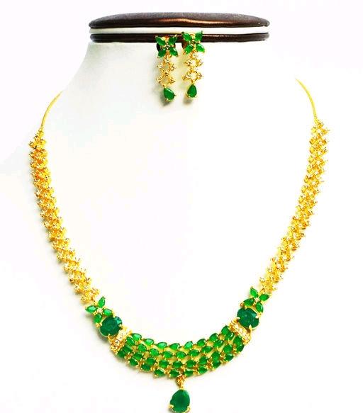 Brass Green Necklace Jewellery Set