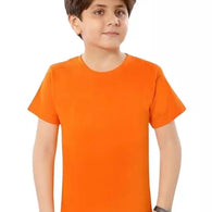 Comfortable Round Neck Cotton Orange T-Shirt