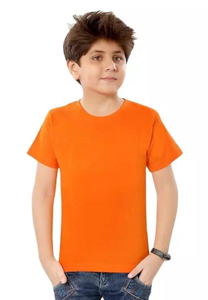 Comfortable Round Neck Cotton Orange T-Shirt