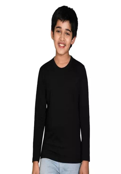 Black Cotton Full Sleeve Solid T-Shirt