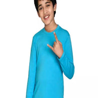 Sky Blue Cotton Full Sleeve Solid T-Shirt