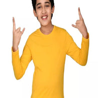 Yellow Cotton Full Sleeve Solid T-Shirt