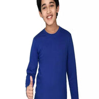 Classy Blue Cotton Full Sleeve Solid T-Shirt