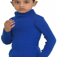 Best Blue Cotton Full Stretchable High Neck T-Shirt