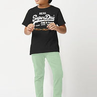 Boys Solid Denim Green Pant