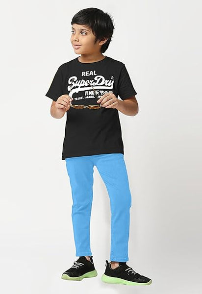 Boys Solid Denim Sky Blue Pant