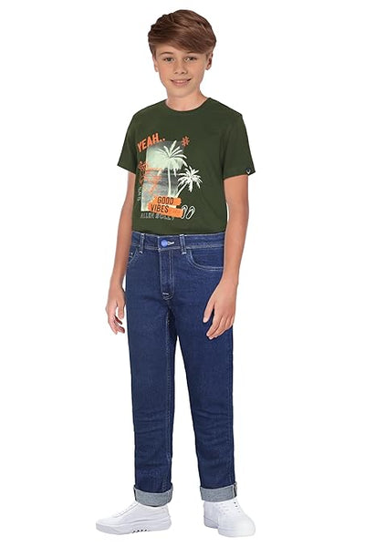 Boys Solid Navy Blue Jeans