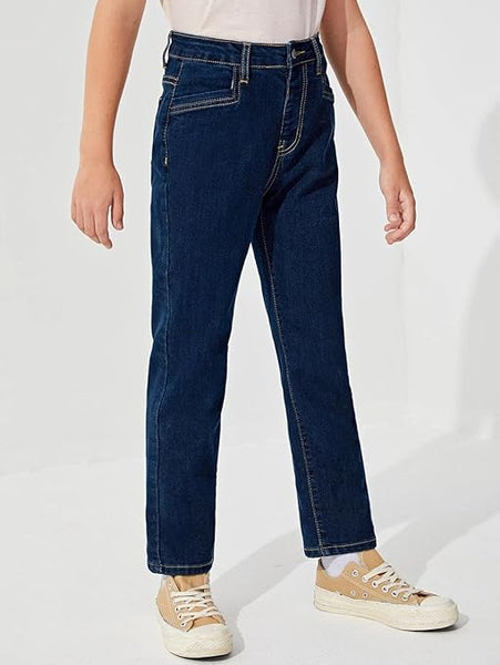 Boys Straight Cotton Denim Blue Jeans