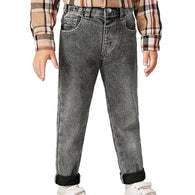 Boys Straight Cotton Light Grey Jeans