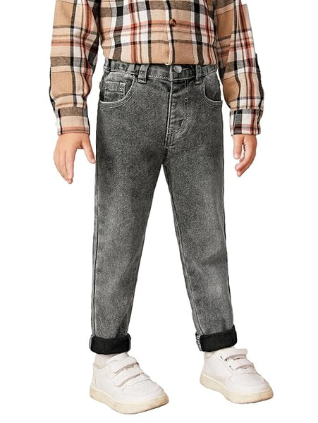 Boys Straight Cotton Light Grey Jeans