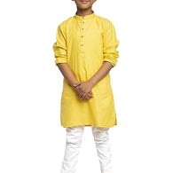 Boys Kids Plain Yellow Colour Kurta