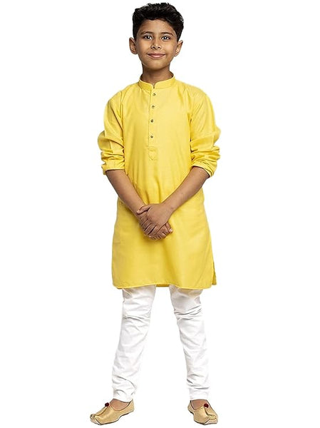 Boys Kids Plain Yellow Colour Kurta