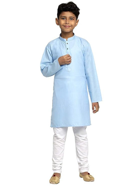 Boys Kids Plain Sky Blue Colour Kurta