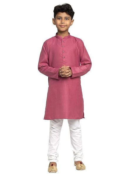 Boys Kids Plain Coral Colour Kurta