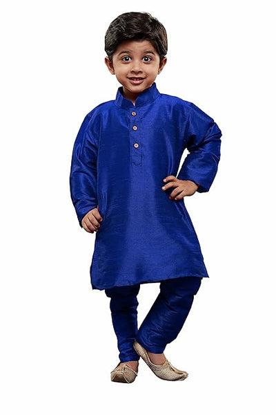 Boys Pure Cotton Blue Kurta Pyjama Set