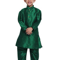 Boys Pure Cotton Green Kurta Pyjama Set