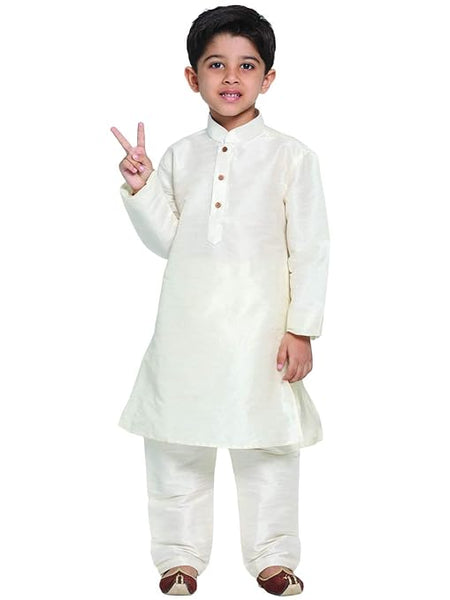 Boys Pure Cotton Cream Kurta Pyjama Set