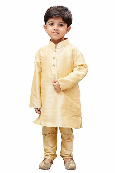 Boys Pure Cotton Gold Kurta Pyjama Set