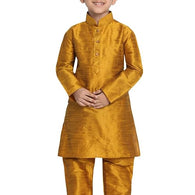 Boys Pure Cotton Mustard Kurta Pyjama Set