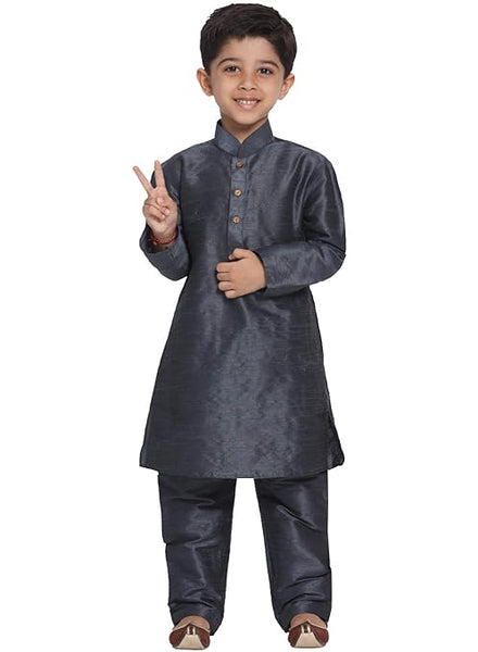 Boys Pure Cotton Slate Kurta Pyjama Set