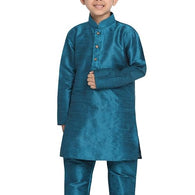 Boys Pure Cotton Turquoise Kurta Pyjama Set