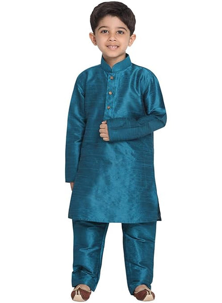 Boys Pure Cotton Turquoise Kurta Pyjama Set