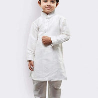 Boys Pure Cotton White Kurta Pyjama Set