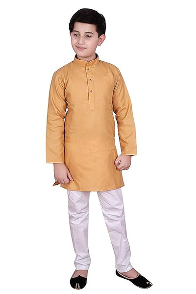 Cotton Kurta Pyjama Set for Boys, Beige