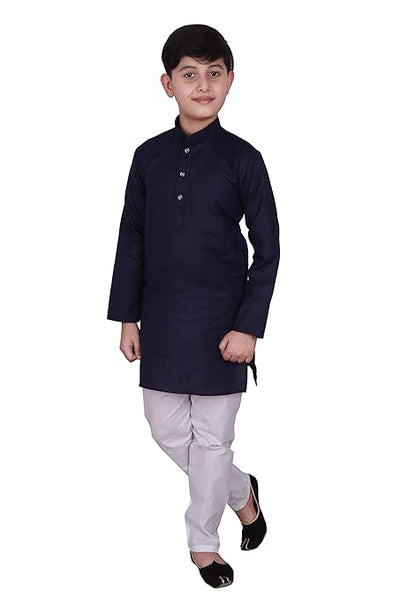 Cotton Kurta Pyjama Set for Boys, Dark Blue