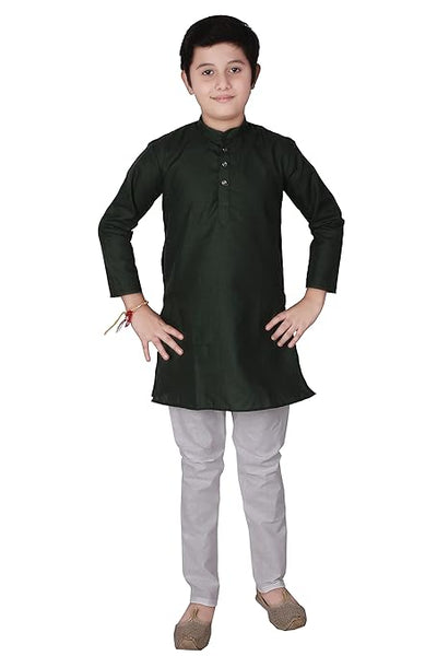 Cotton Kurta Pyjama Set for Boys, Green