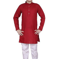 Cotton Kurta Pyjama Set for Boys, Maroon