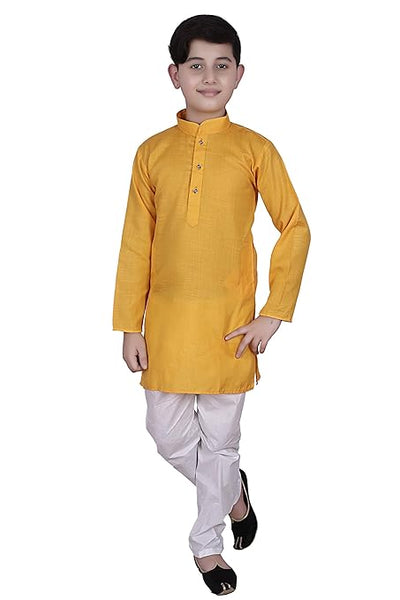 Cotton Kurta Pyjama Set for Boys, Yellow