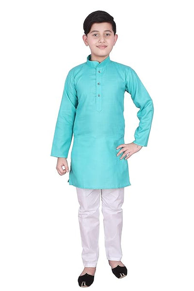 Cotton Kurta Pyjama Set for Boys, Light Blue