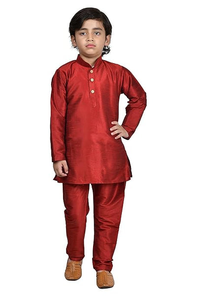 Kurta Pyjama Maroon Set For Kids & Boys