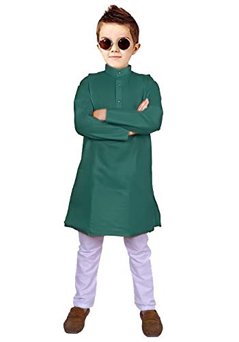 Boys Dark Green Kurta Pyjama Set